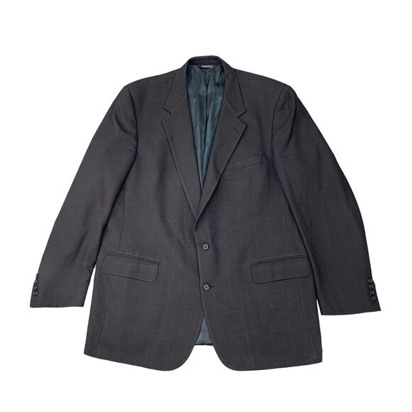 Vintage Burberry Blazer Mens 46 Navy Wool Single Breasted 2 Button Sport Coat - Picture 1 of 14